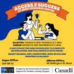 Access 2 Success Student Resources Centre - cartoon people sitting and standing around with books.